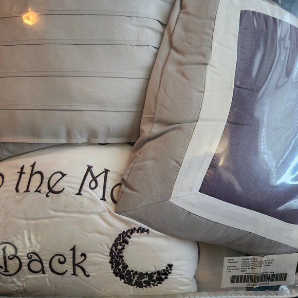 NEW Homesuite 8 pc Purple & Grey Comforter Set Queen "To the Moon and Back" - Picture 1 of 2